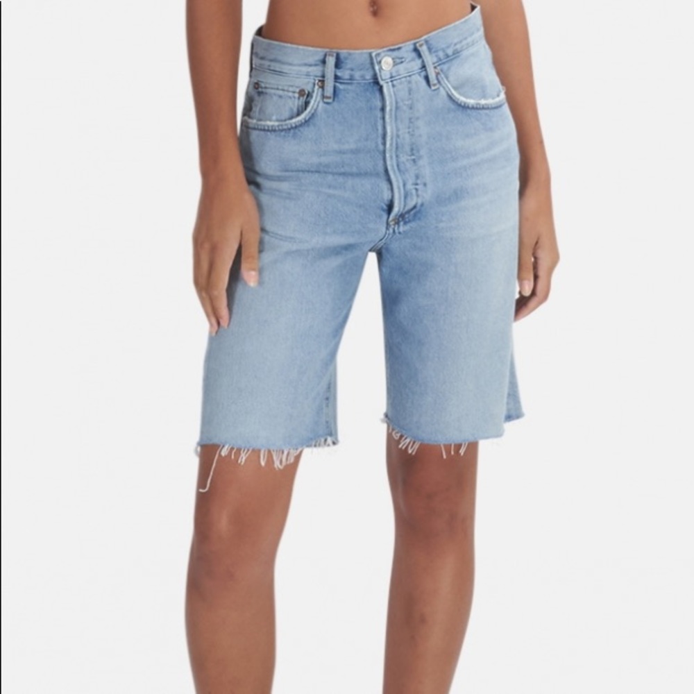 Agolde Blue Denim 90s Mid Rise Loose Shorts